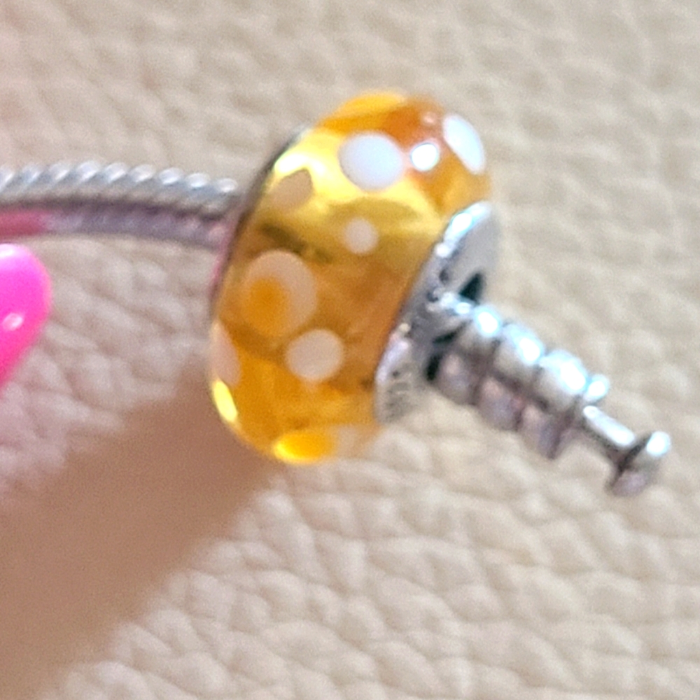 Authentic PANDORA yellow murano bead